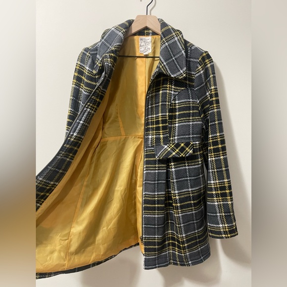 Tulle Houndstooth Flare Wool Blend Mid Pea Coat Size Small - Picture 7 of 9